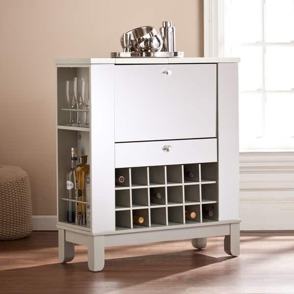 slide 2 of 6, Silver Orchid Rosing Mirrored Fold-Out Wine/ Bar Cabinet