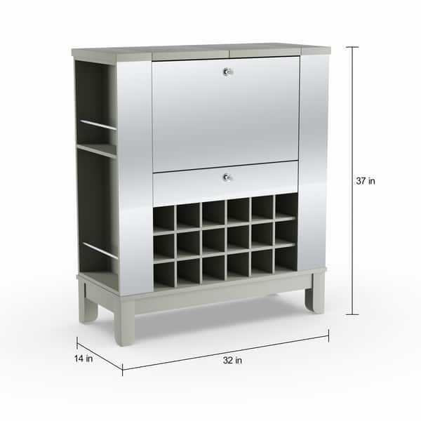 Silver Orchid Rosing Mirrored Fold-Out Wine/ Bar Cabinet