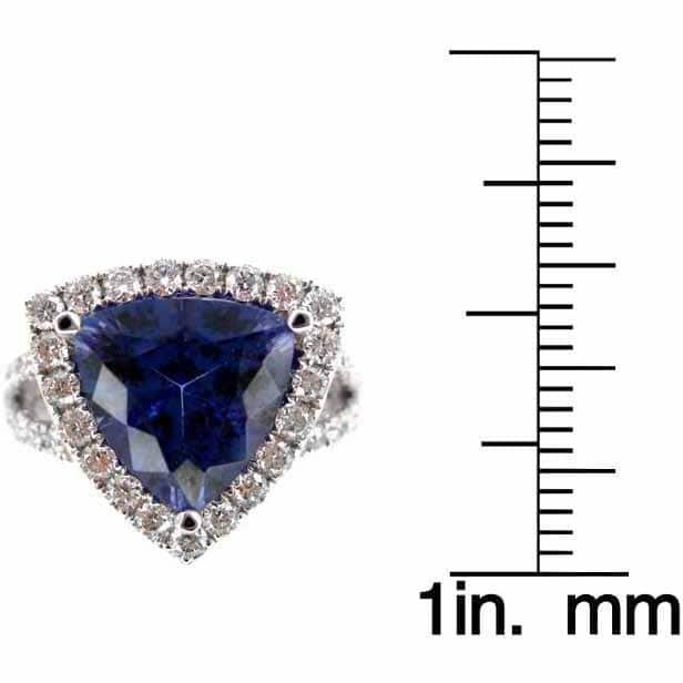 Kabella 18k White Gold Trillion-cut Tanzanite 1ct TDW Diamond Halo Ring (G-H, SI2-SI3) (Size 6.5)