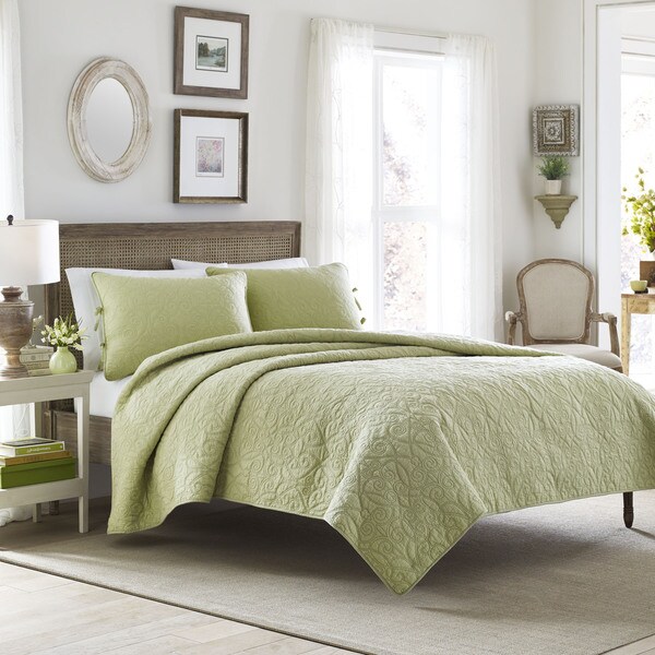 Laura Ashley Felicity Sage Cotton 3-piece Quilt Set
