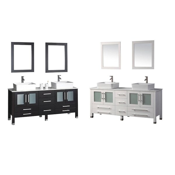 MTD Vanities Malta 61inch Double Sink Vanity Bathroom Set with Mirror and Faucet Free