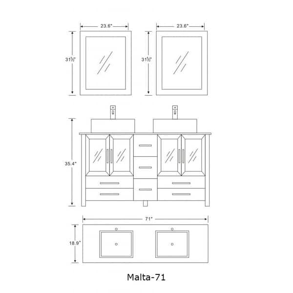 MTD Vanities Malta 71-inch Double Sink Bathroom Vanity Set - Bed Bath ...