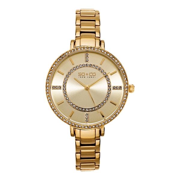 SO&CO New York Womens SoHo Quartz Goldtone Stainless Steel Crystal