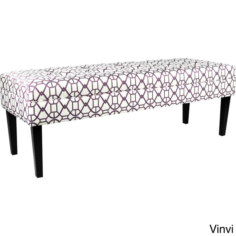 Kaya Noah Button Tufted Upholstered Long Bench - Purple