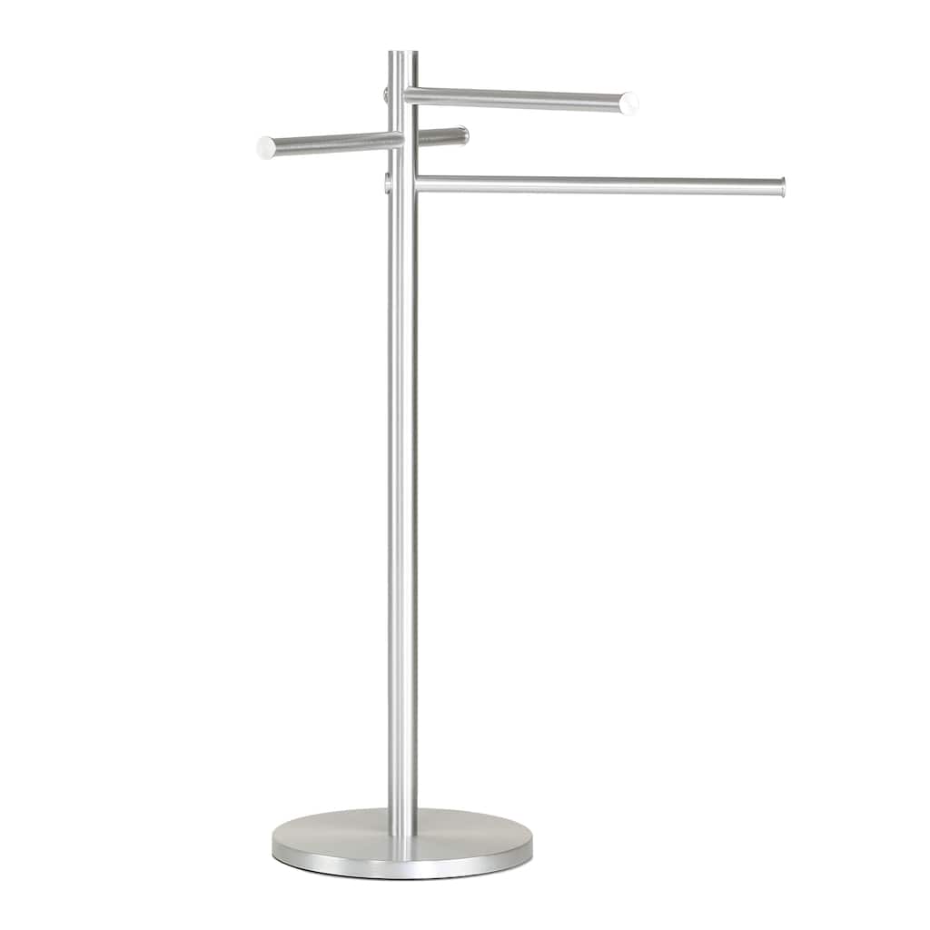 Emmi Contemporary Aluminum Sliding 3-Tier Towel Holder Stand - Silver