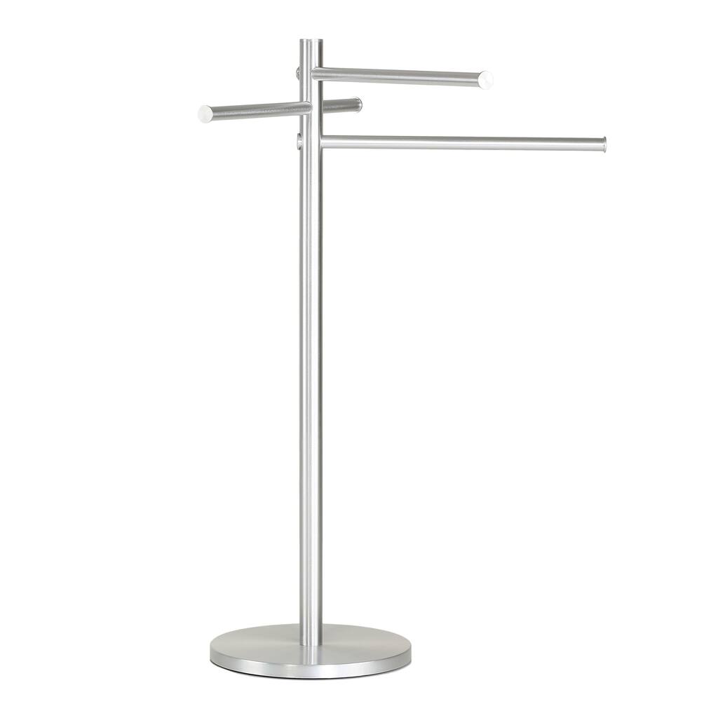 Emmi Contemporary Aluminum Sliding 3-Tier Towel Holder Stand - Silver