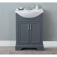 24 in. Bathroom Vanity in Dark Gray with Ceramic Top