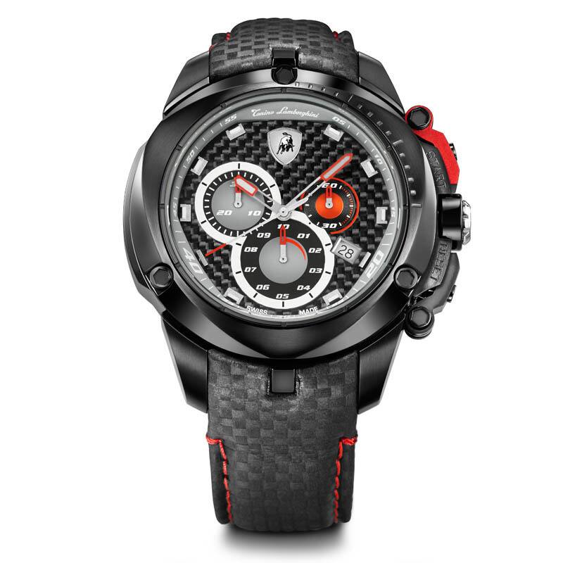 Tonino Lamborghini Men's Shield Series Black Chronograph Watch