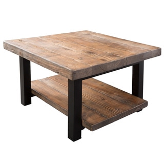 Carbon Loft  Lawrence Reclaimed Cube Coffee Table (Solid Wood/Shelf/Includes Hardware - Natural - Industrial/Rustic/Farmhouse - Metal/Reclaimed
