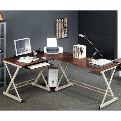 Merax Walnut Finish Corner Computer Desk (S-212)