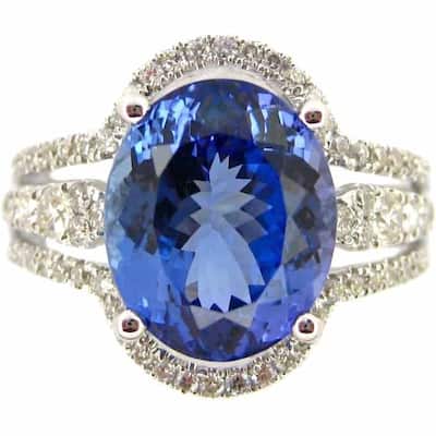 Kabella 14k White Gold Oval-cut Tanznaite 3/5ct TDW Diamond Ring (G-H, SI1-SI2) (Size 6.5)