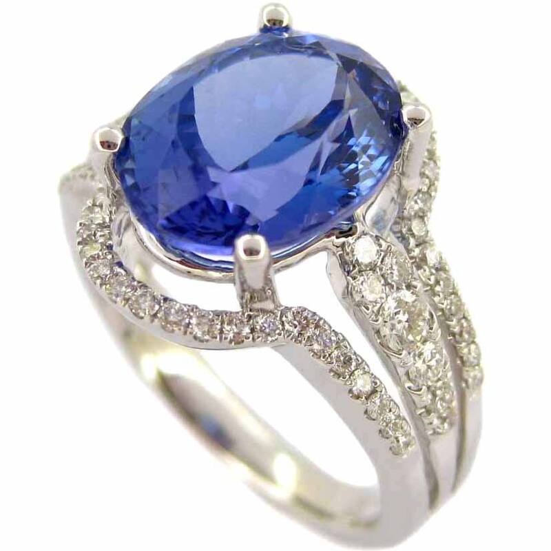 Kabella 14k White Gold Oval-cut Tanznaite 3/5ct TDW Diamond Ring (G-H, SI1-SI2) (Size 6.5)