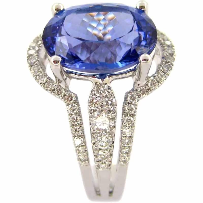 Kabella 14k White Gold Oval-cut Tanznaite 3/5ct TDW Diamond Ring (G-H, SI1-SI2) (Size 6.5)