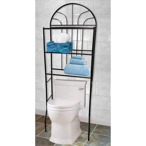 Home Basics 3-Shelf Bathroom Space Saver, Black