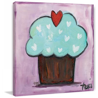 Marmont Hill - "Purple Heart Cake" by Tori Campisi Painting Print on Canvas - Multi-Color