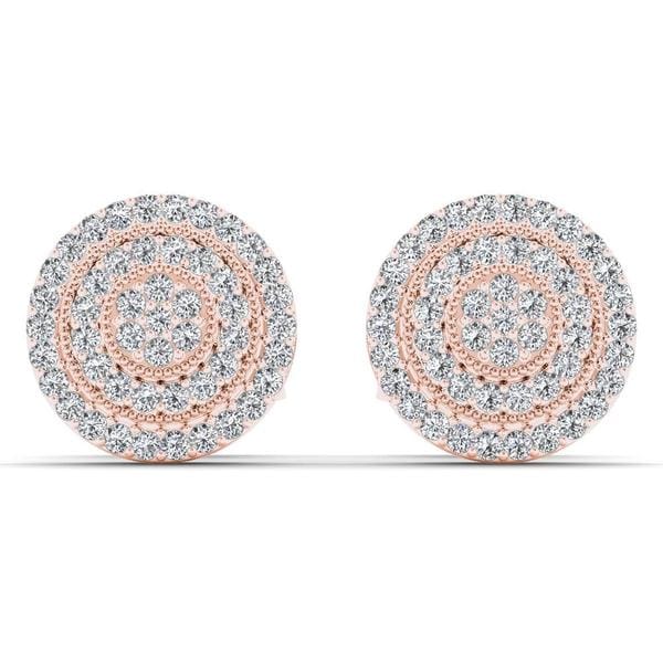 De Couer 10k Rose Gold 1/4ct TDW Diamond Halo Earring (H I, I2