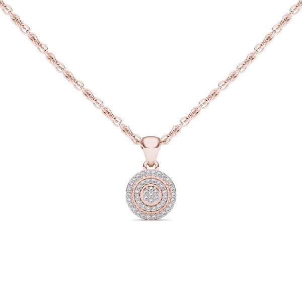 De Couer 10k Rose Gold 1/8ct TDW Diamond Halo Necklace - Pink