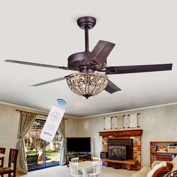 Shop Catalina Bronze Finished 5 Blade 48 Inch Crystal Ceiling Fan