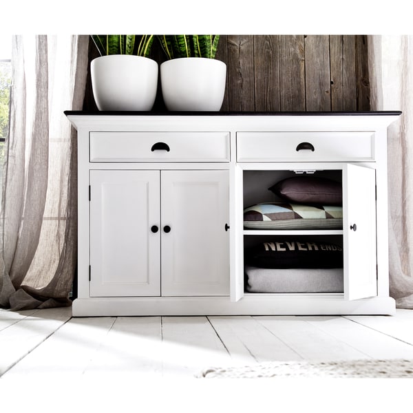 Shop Infinita Interior White Distressed Buffet With Black Top