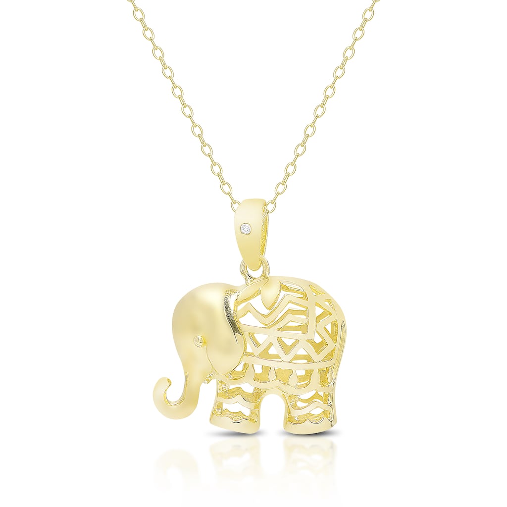 Finesque Diamond Accent Elephant Necklace