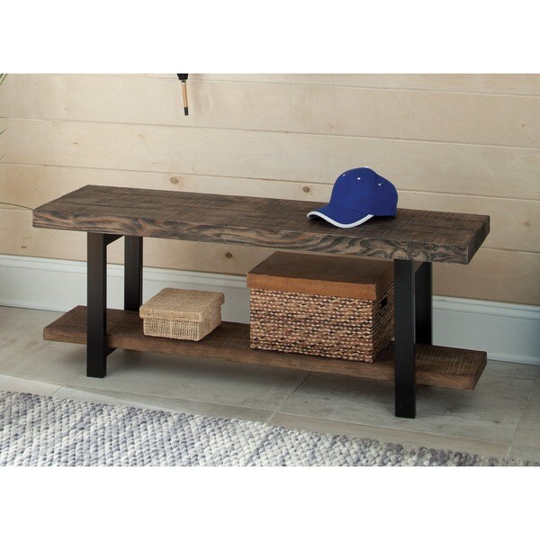 The Gray Barn Michaelis Reclaimed Wood Bench with Shelf
