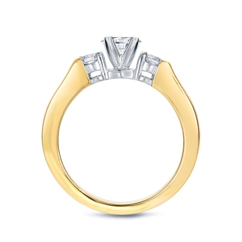 Auriya Classic 1ct TDW Round 3-Stone Diamond Engagement Ring Set 14k Two-Tone Gold Certified