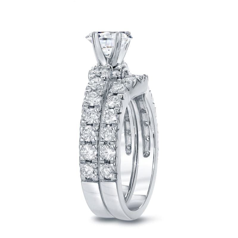 Auriya 14k Gold 14k White Gold 1 1/2ctw Round Diamond Engagement Ring Set