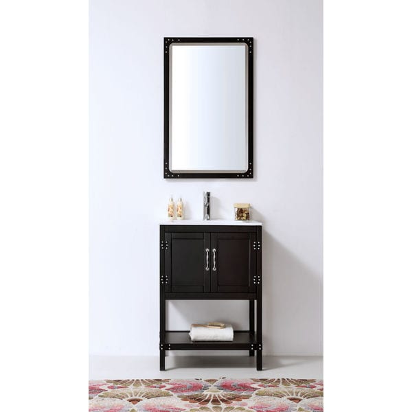 Legion Furniture 24-inch Black Solid Wood Single Sink 