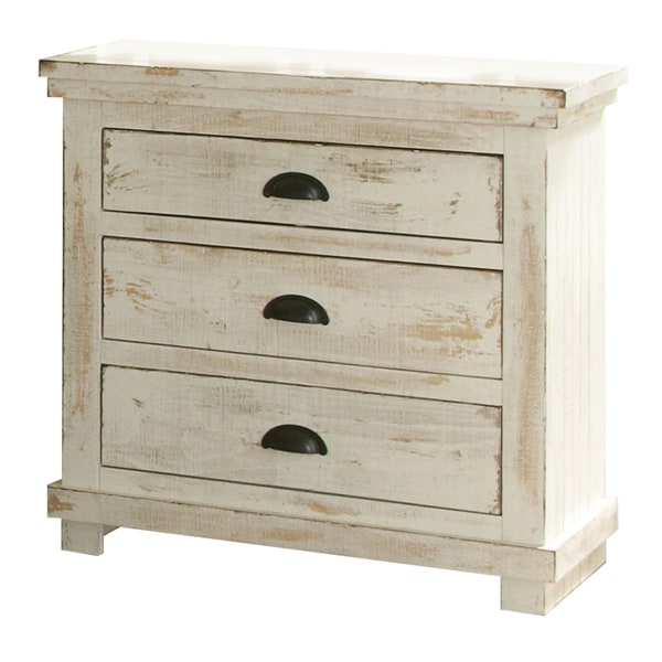 Willow Pine Distressed White Nightstand - Free Shipping 