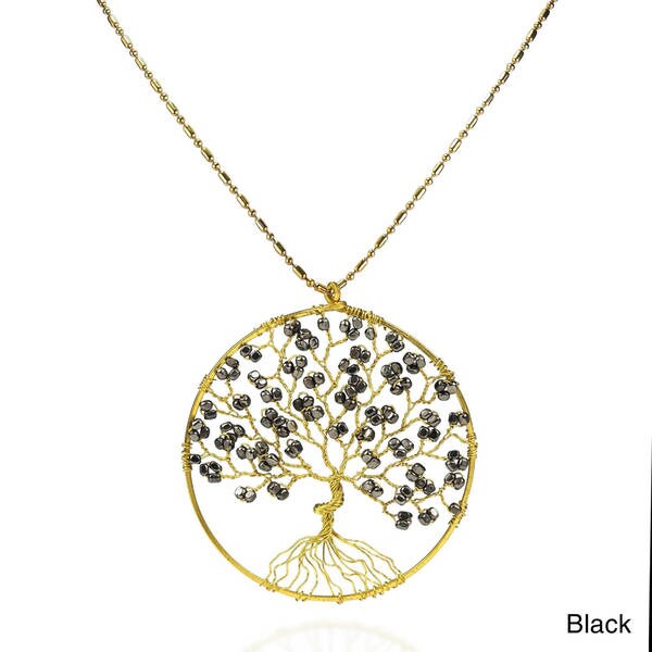 Tree of Life Color Pleated Brass Beads Handmade Necklace (Thailand)