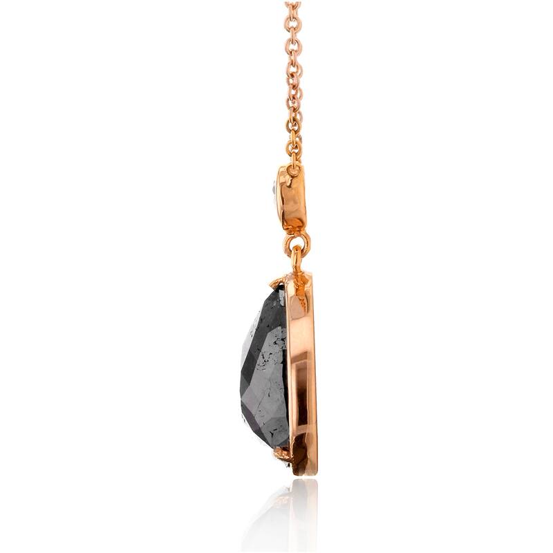Annello by Kobelli 14k Rose Gold 4 1/2ct TDW Pear Black and White Diamond Bezel Necklace
