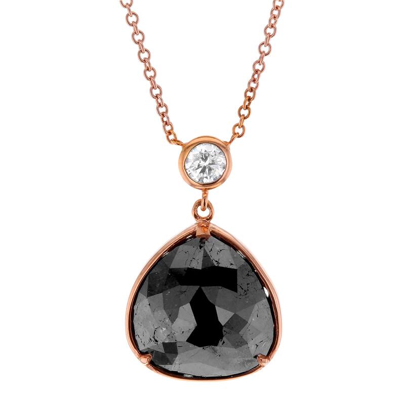 Annello by Kobelli 14k Rose Gold 4 1/2ct TDW Pear Black and White Diamond Bezel Necklace