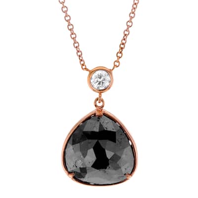 Annello by Kobelli 14k Rose Gold 4 1/2ct TDW Pear Black and White Diamond Bezel Necklace