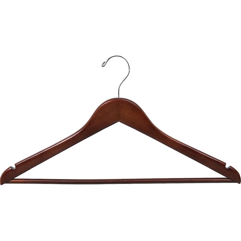 Walnut Finish Wooden Suit Hanger with Chrome Hook