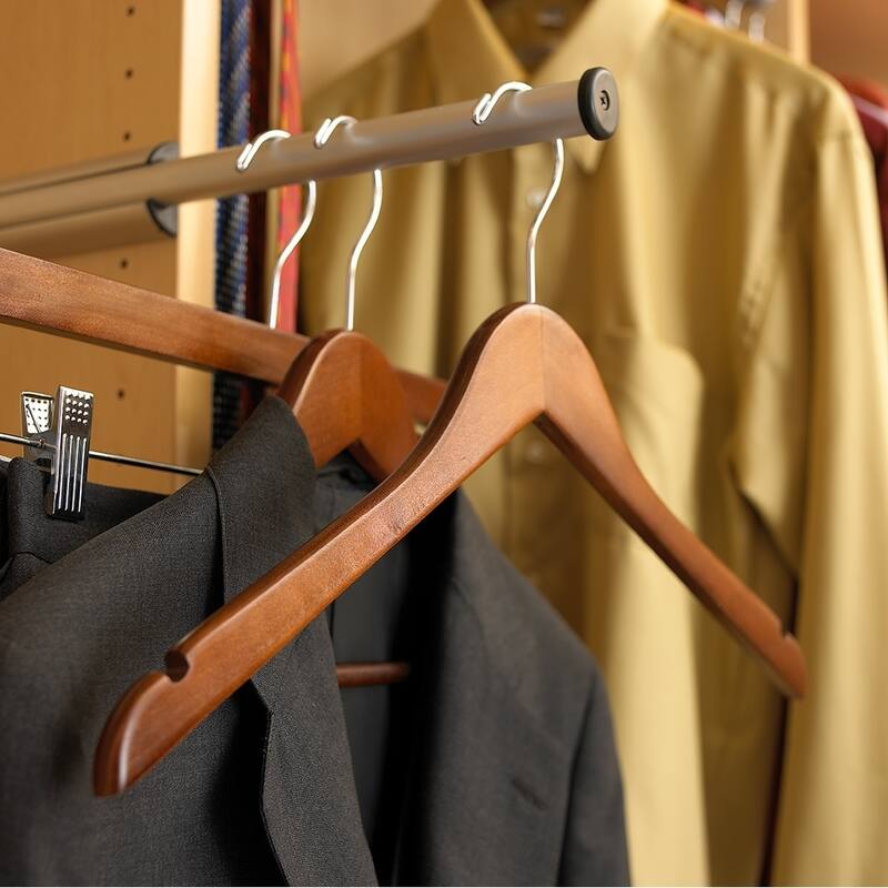 Walnut Finish Wooden Suit Hanger with Chrome Hook - brown/8