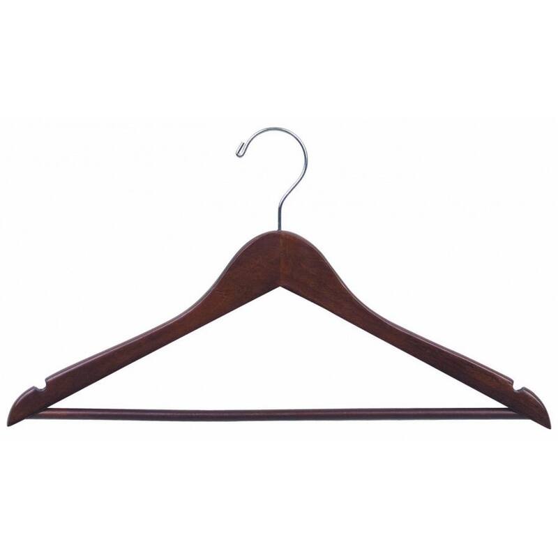 Walnut Finish Wooden Suit Hanger with Chrome Hook