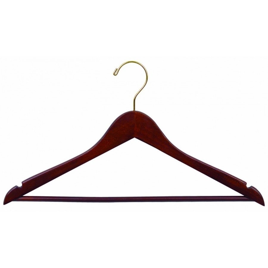 Flat Wooden Suit Hanger w/Bar (Walnut & Chrome)