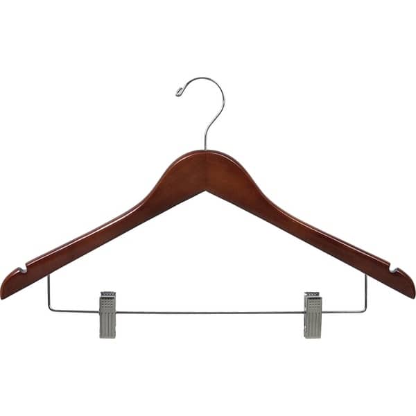 HOUSE DAY Wooden Hangers 10 Pack Brown Wood Clothes Hangers Smooth Finish  Wooden Coat Hangers for Closet Heavy Duty Hangers Cherry Wood Hangers Suit