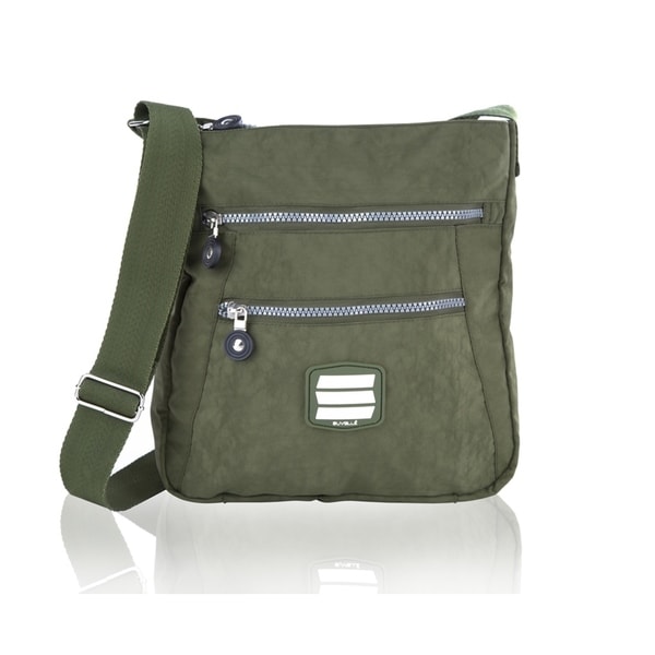 olive green nylon crossbody bag