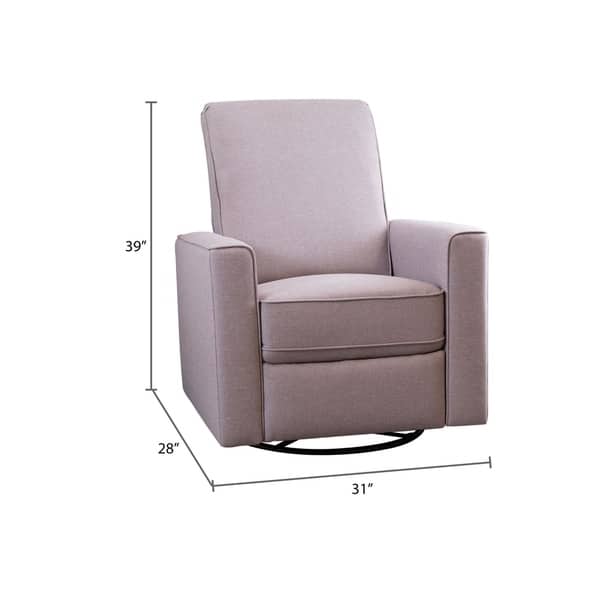 Abbyson Hampton Light Taupe Grey Nursery Swivel Glider Recliner Chair