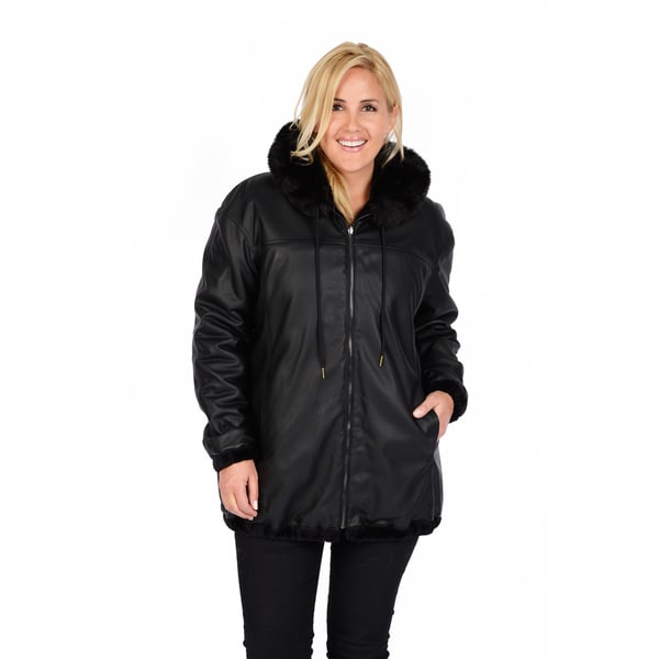 Shop Excelled Women's Plus Reversible Black Car Coat Free Shipping
