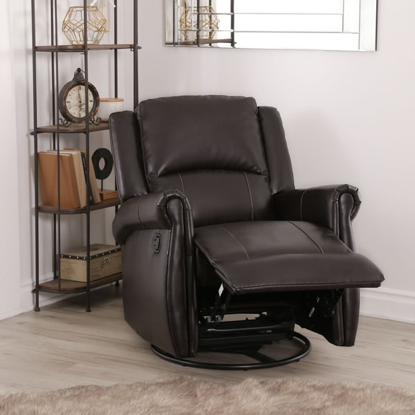 Shop Abbyson Elena Dark Brown Swivel Glider Recliner Chair - On Sale