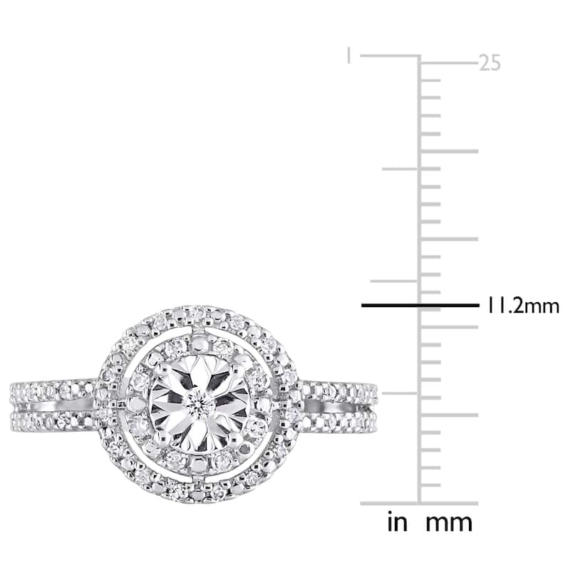 Miadora Sterling Silver Diamond Double Halo Engagement Ring