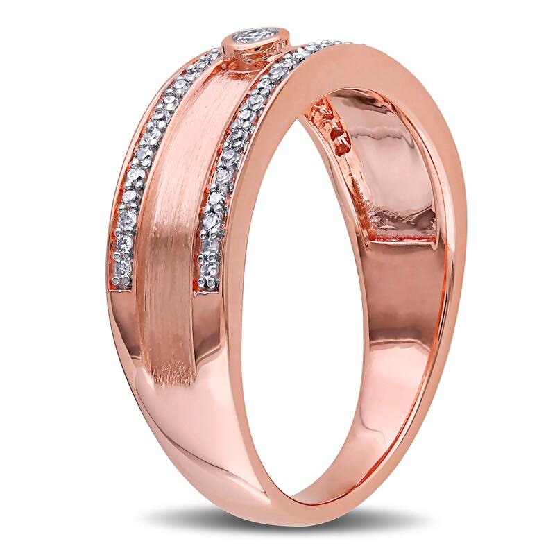 Miadora 10k Rose Gold 1/5ct TDW Bezel Diamond Band - White