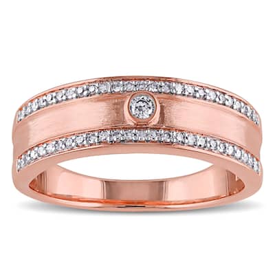 Miadora 10k Rose Gold 1/5ct TDW Bezel Diamond Band - White