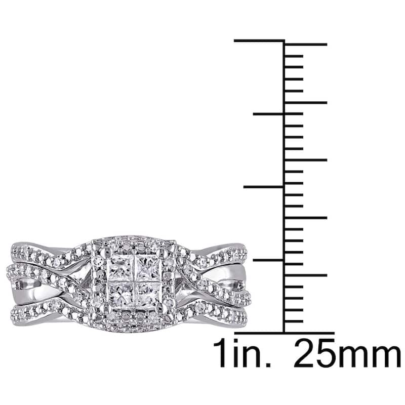 Quad Crossover Diamond Bridal Set in Sterling Silver by Miadora