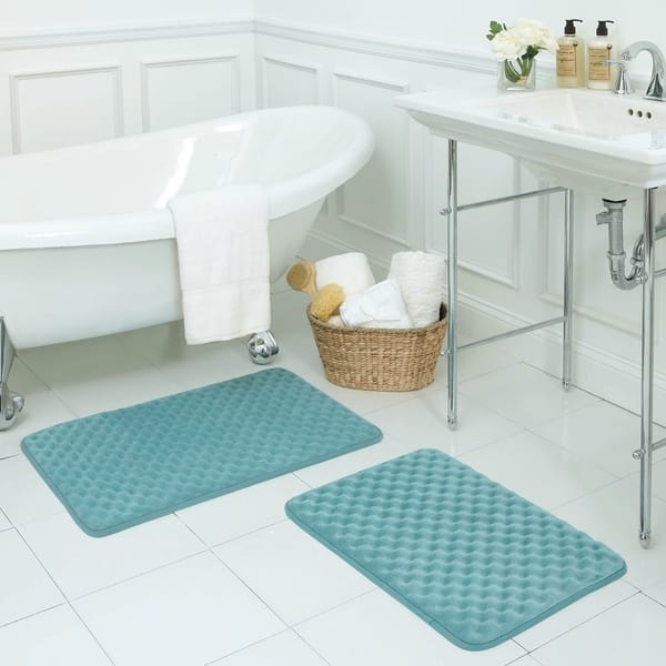 Bounce Comfort Massage Premium Memory Foam Bath Mat, Blue