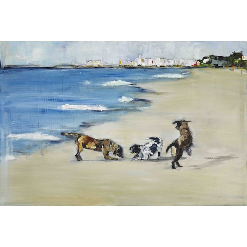 Marmont Hill - "Dogs' Play" by Tori Campisi Painting Print on Canvas