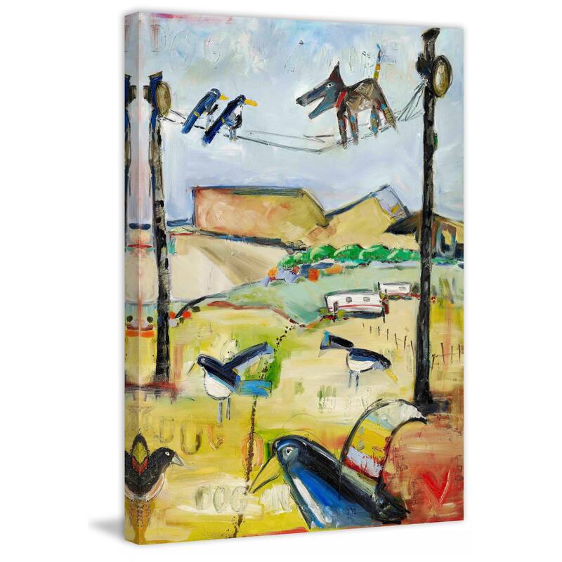 Marmont Hill - "Dog on Wire" by Tori Campisi Painting Print on Canvas - Multi-Color