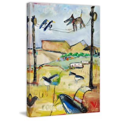 Marmont Hill - "Dog on Wire" by Tori Campisi Painting Print on Canvas - Multi-Color